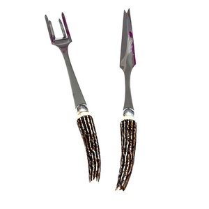 Vintage Horn Handled Meat Serving Set